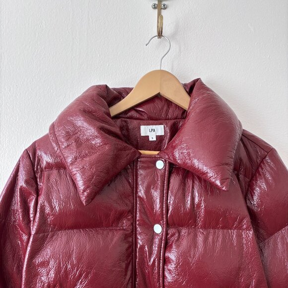 LPA Crop Puffer Jacket 600 in Cherry - Picture 8 of 11